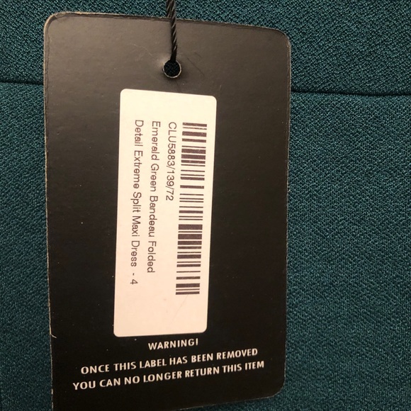 Emerald strapless bodycon maxi dress with a slit - Picture 5 of 5